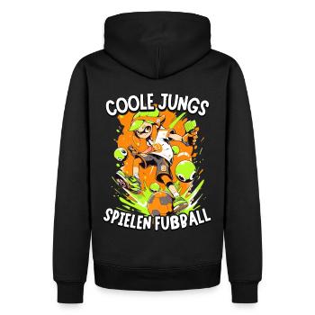 Coole Jungs spielen Fußball für Jungen Fußballer - Männer Premium Bio Hoodie - Schwarz - Hinten - Nico (187cm)