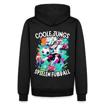 Coole Jungs spielen Fußball für Jungen Fußballer - Männer Premium Bio Hoodie - Schwarz - Hinten - Nico (187cm)