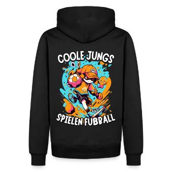 Coole Jungs spielen Fußball für Jungen Fußballer - Männer Premium Bio Hoodie - Schwarz - Hinten - Nico (187cm)