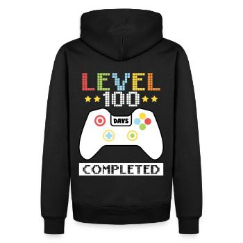 Level 100 Days Completed - 100 Days of School - Men’s Premium Organic Hoodie - black - Back - Nico (187cm)