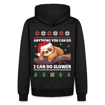I can do it slower - Faultier Xmas Ugly Christmas - Männer Premium Bio Hoodie - Schwarz - Hinten - Nico (187cm)