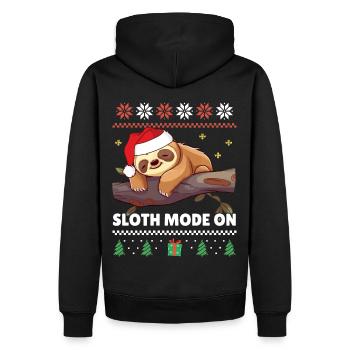 Sloth Mode On - Süßes Faultier Xmas Ugly Christmas - Männer Premium Bio Hoodie - Schwarz - Hinten - Nico (187cm)