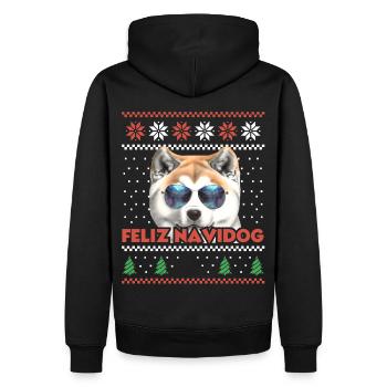 Cool Akita Inu Chien Feliz Navidog Noël moche - Sweat à capuche Premium bio Homme - noir - Dos - Nico (187cm)