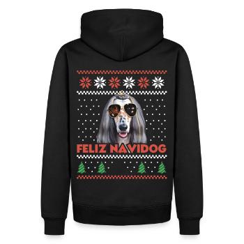 Cool Afghan Hound Dog Feliz Navidog Noël moche - Sweat à capuche Premium bio Homme - noir - Dos - Nico (187cm)