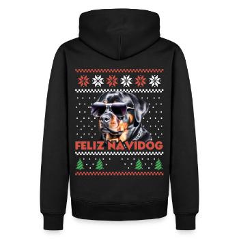 Cool Rottweiler Chien Feliz Navidog Noël moche - Sweat à capuche Premium bio Homme - noir - Dos - Nico (187cm)