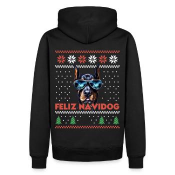 Cool Doberman Chien Feliz Navidog Noël moche - Sweat à capuche Premium bio Homme - noir - Dos - Nico (187cm)