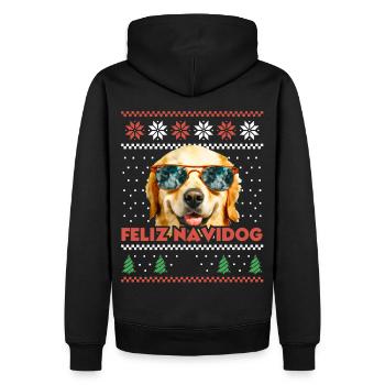 Golden Retriever Chien Feliz Navidog Noël moche - Sweat à capuche Premium bio Homme - noir - Dos - Nico (187cm)
