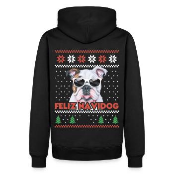Cool Bulldog Chien Feliz Navidog Noël moche - Sweat à capuche Premium bio Homme - noir - Dos - Nico (187cm)