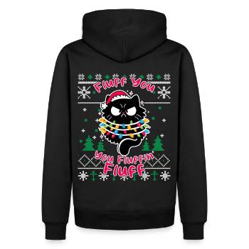 Fluff You Fluffin - Pyjama Chat Laid Drôle Noël - Sweat à capuche Premium bio Homme - noir - Dos - Nico (187cm)