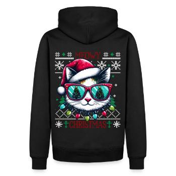 Meowy Noël - Pyjama chat PJ Ugly Funny Noël - Sweat à capuche Premium bio Homme - noir - Dos - Nico (187cm)