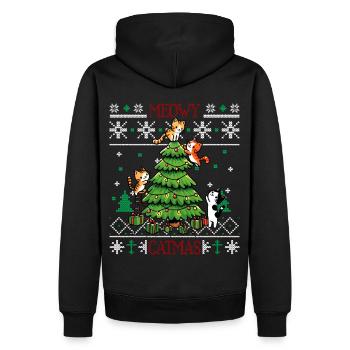 Meowy Catmas - Pyjama Chat PJ Laid Drôle Noël - Sweat à capuche Premium bio Homme - noir - Dos - Nico (187cm)