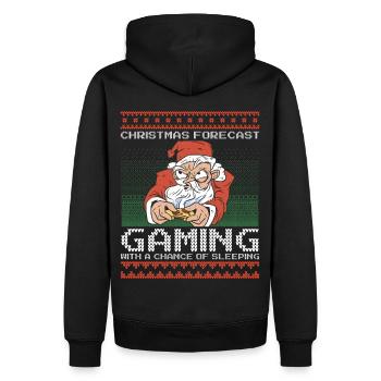 Funny Christmas Forecast Gaming Santa Ugly Xmas - Männer Premium Bio Hoodie - Schwarz - Hinten - Nico (187cm)