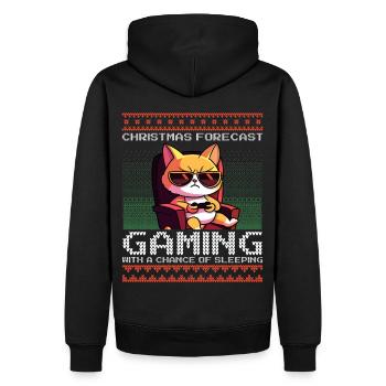 Funny Christmas Forecast Gaming Katze Ugly Xmas - Männer Premium Bio Hoodie - Schwarz - Hinten - Nico (187cm)