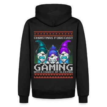 Funny Christmas Forecast Gaming Wichtel Ugly Xmas - Männer Premium Bio Hoodie - Schwarz - Hinten - Nico (187cm)