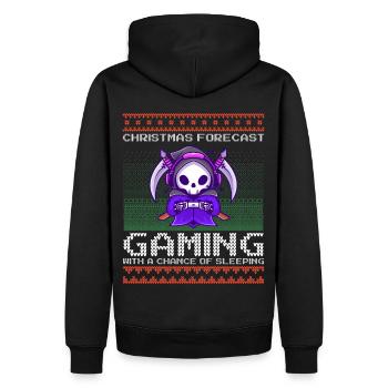 Funny Christmas Forecast Gaming Reaper Ugly Xmas - Männer Premium Bio Hoodie - Schwarz - Hinten - Nico (187cm)