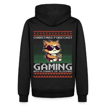 Funny Christmas Forecast Gaming Katze Ugly Xmas - Männer Premium Bio Hoodie - Schwarz - Hinten - Nico (187cm)