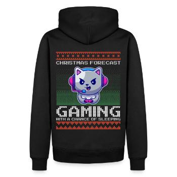 Funny Christmas Forecast Gaming Katze Ugly Xmas - Männer Premium Bio Hoodie - Schwarz - Hinten - Nico (187cm)