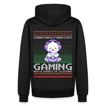 Funny Christmas Forecast Gaming Eisbär Ugly Xmas - Männer Premium Bio Hoodie - Schwarz - Hinten - Nico (187cm)