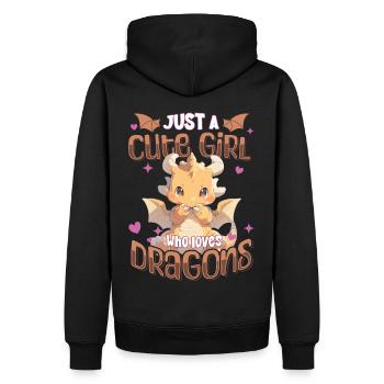Juste une fille mignonne qui aime les dragons - Kawaii Dragon - Sweat à capuche Premium bio Homme - noir - Dos - Nico (187cm)