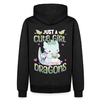 Juste une fille mignonne qui aime les dragons - Kawaii Dragon - Sweat à capuche Premium bio Homme - noir - Dos - Nico (187cm)