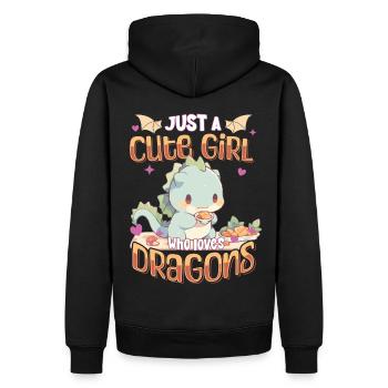 Juste une fille mignonne qui aime les dragons - Kawaii Dragon - Sweat à capuche Premium bio Homme - noir - Dos - Nico (187cm)
