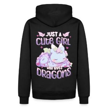 Juste une fille mignonne qui aime les dragons - Kawaii Dragon - Sweat à capuche Premium bio Homme - noir - Dos - Nico (187cm)
