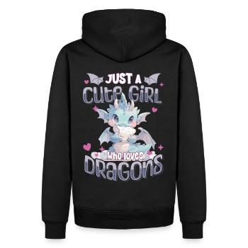 Juste une fille mignonne qui aime les dragons - Kawaii Dragon - Sweat à capuche Premium bio Homme - noir - Dos - Nico (187cm)