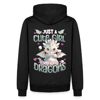 Juste une fille mignonne qui aime les dragons - Kawaii Dragon - Sweat à capuche Premium bio Homme - noir - Dos - Nico (187cm)