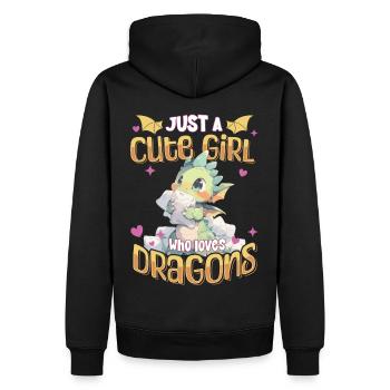 Juste une fille mignonne qui aime les dragons - Kawaii Dragon - Sweat à capuche Premium bio Homme - noir - Dos - Nico (187cm)