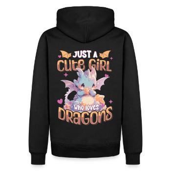 Juste une fille mignonne qui aime les dragons - Kawaii Dragon - Sweat à capuche Premium bio Homme - noir - Dos - Nico (187cm)