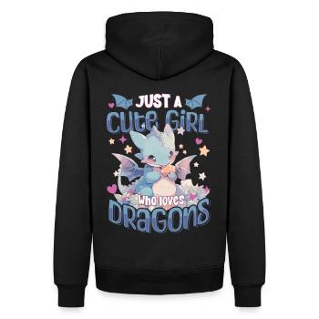 Juste une fille mignonne qui aime les dragons - Kawaii Dragon - Sweat à capuche Premium bio Homme - noir - Dos - Nico (187cm)