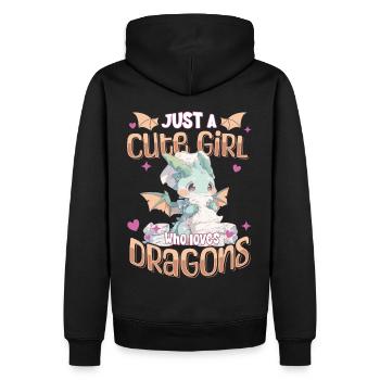 Juste une fille mignonne qui aime les dragons - Kawaii Dragon - Sweat à capuche Premium bio Homme - noir - Dos - Nico (187cm)