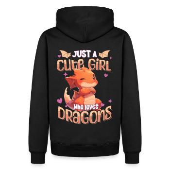 Juste une fille mignonne qui aime les dragons - Kawaii Dragon - Sweat à capuche Premium bio Homme - noir - Dos - Nico (187cm)
