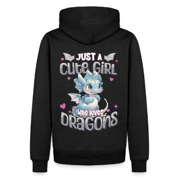 Juste une fille mignonne qui aime les dragons - Kawaii Dragon - Sweat à capuche Premium bio Homme - noir - Dos - Nico (187cm)