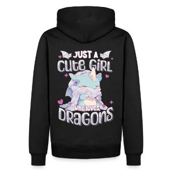 Juste une fille mignonne qui aime les dragons - Kawaii Dragon - Sweat à capuche Premium bio Homme - noir - Dos - Nico (187cm)