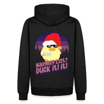Duck Naughty List Ente mit Messer Duck avec couteau - Sweat à capuche Premium bio Homme - noir - Dos - Nico (187cm)