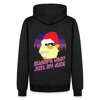 Rudolph qui ? - Canard au couteau - Sweat à capuche Premium bio Homme - noir - Dos - Nico (187cm)