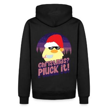 Plumer Noël - Ente mit Messer Duck with Knife - Sweat à capuche Premium bio Homme - noir - Dos - Nico (187cm)