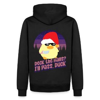 Deck the Halls - Ente mit Messer Duck with Knife - Sweat à capuche Premium bio Homme - noir - Dos - Nico (187cm)