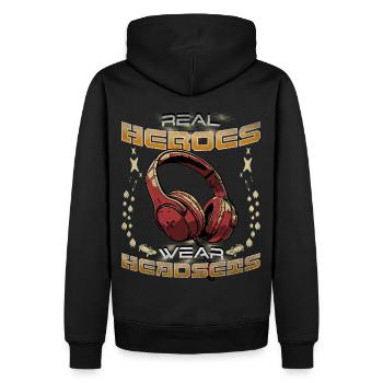 Les vrais héros portent des casques Funny Gamer Boys & Kids - Sweat à capuche Premium bio Homme - noir - Dos - Nico (187cm)