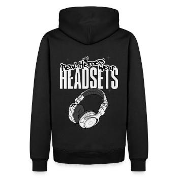 Les vrais héros portent des casques Funny Gamer Boys & Kids - Sweat à capuche Premium bio Homme - noir - Dos - Nico (187cm)