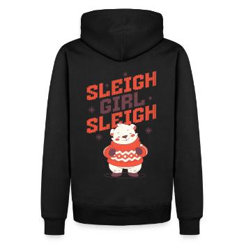 Sleigh Girl Sleigh Funny Ugly Christmas für Frauen - Männer Premium Bio Hoodie - Schwarz - Hinten - Nico (187cm)