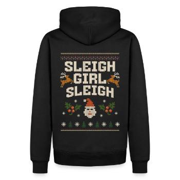 Sleigh Girl Sleigh Funny Ugly Christmas für Frauen - Männer Premium Bio Hoodie - Schwarz - Hinten - Nico (187cm)