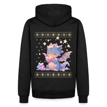 Kawaii Drachen im Ugly Christmas Sweater Style - Männer Premium Bio Hoodie - Schwarz - Hinten - Nico (187cm)