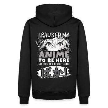 J’ai mis mon anime en pause pour être là BAKA ! Kawaii Otaku - Sweat à capuche Premium bio Homme - noir - Dos - Nico (187cm)