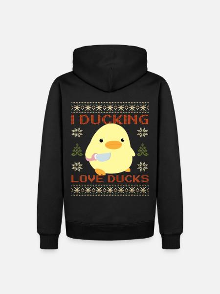 And med knivmeme - Jeg elsker ænder grim jul - Herre Premium økologisk hoodie - sort