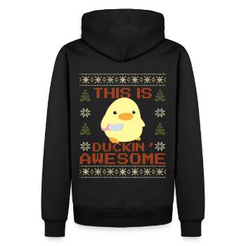 Canard avec couteau Meme - Canard génial Noël - Sweat à capuche Premium bio Homme - noir - Dos - Nico (187cm)