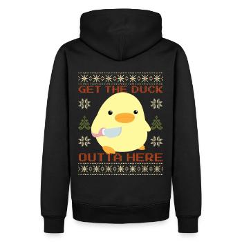 Canard avec couteau Meme - Obtenez le canard moche Noël - Sweat à capuche Premium bio Homme - noir - Dos - Nico (187cm)