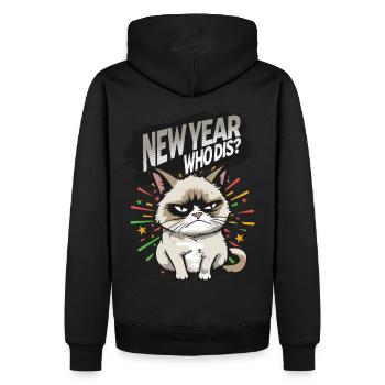 Nouvel An Qui dis ? Pyjama Angry Cat Bonne Année - Sweat à capuche Premium bio Homme - noir - Dos - Nico (187cm)