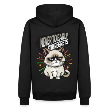 Premiers regrets - Pyjama bonne année chat en colère - Sweat à capuche Premium bio Homme - noir - Dos - Nico (187cm)